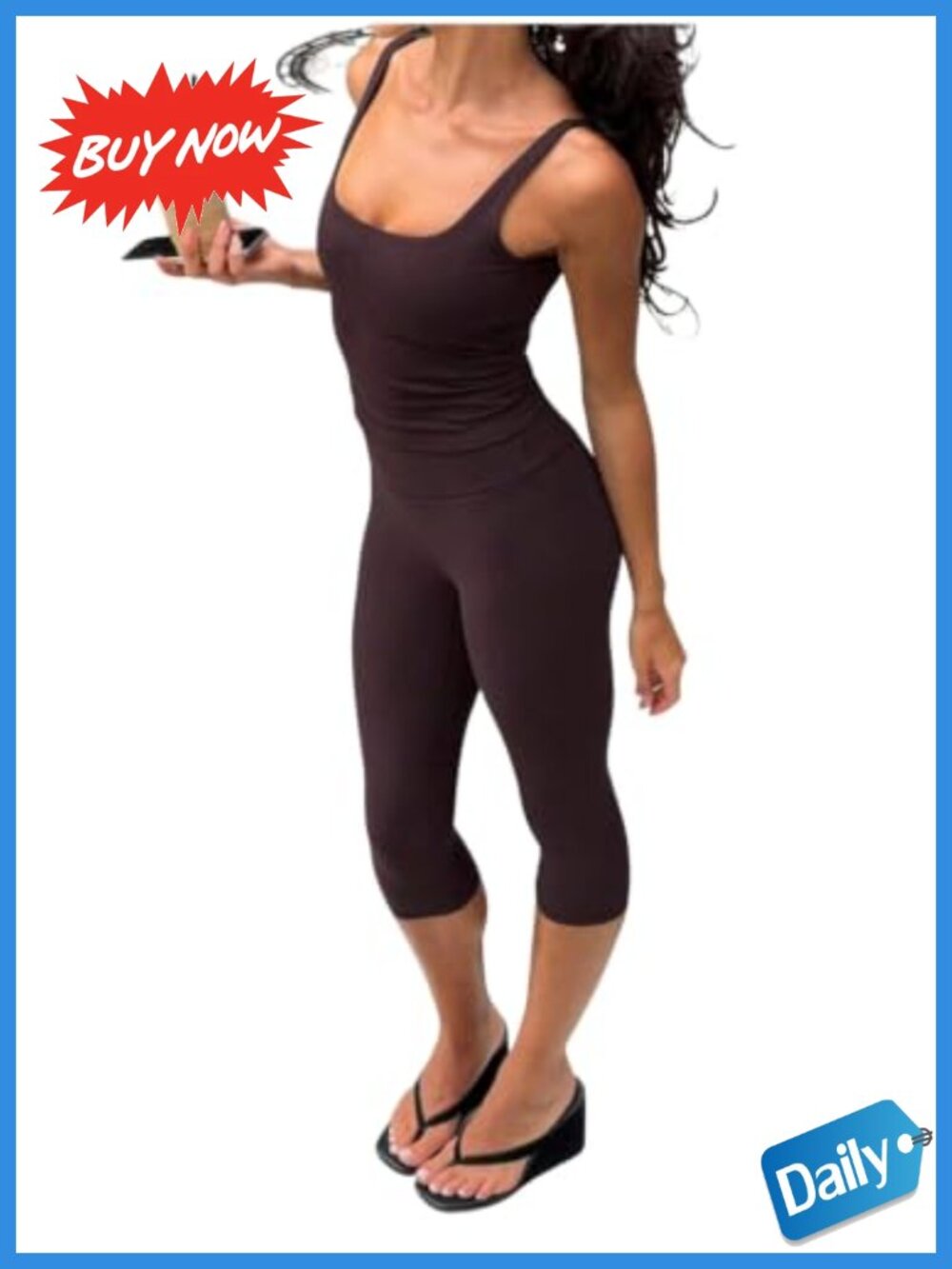Workout Set Capri Pants Tank Top 2 Piece Activewear